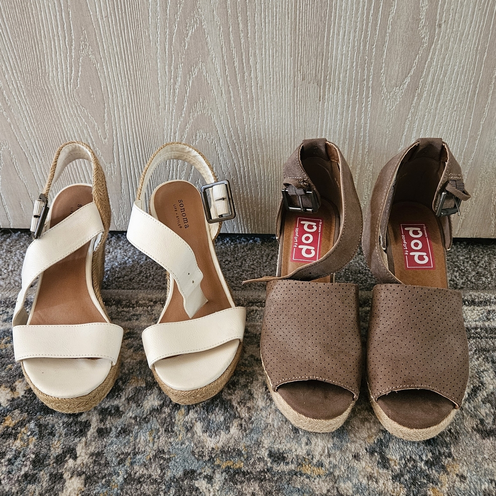 Women's White SONOMA WEDGES  and Brown POP COMFORT WEDGE SUMMER Sandals